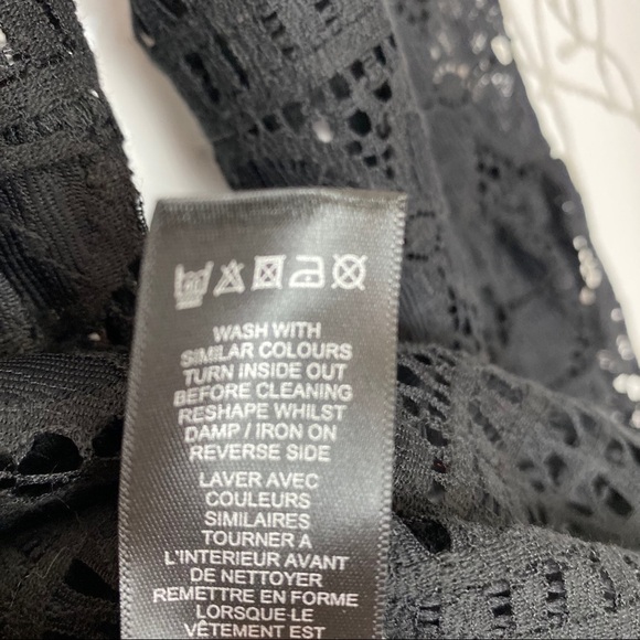 ASOS Lace and Velvet Open Front Smocked Top Black - Picture 11 of 13